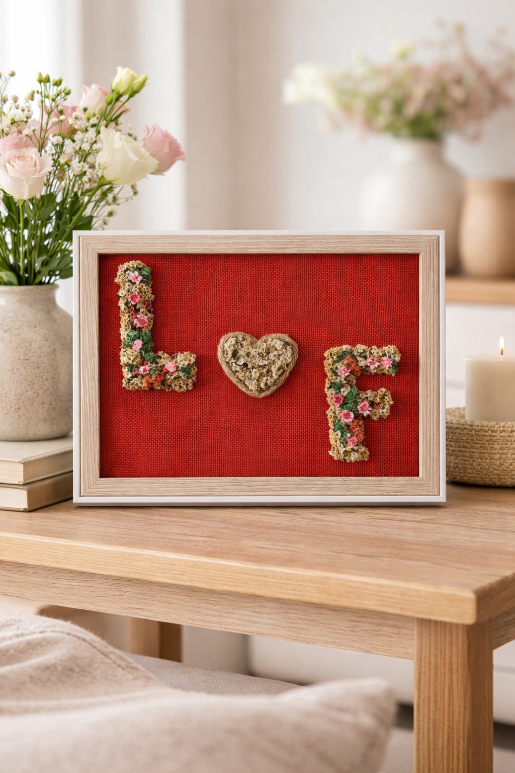 Cuadro personalizado de flores secas con iniciales – San Valentín