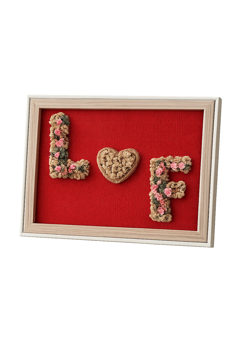 Cuadro personalizado de flores secas con iniciales – San Valentín